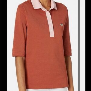 Lacoste Women's 3/4 Sleeve Contrast placket slim fit polo shirt